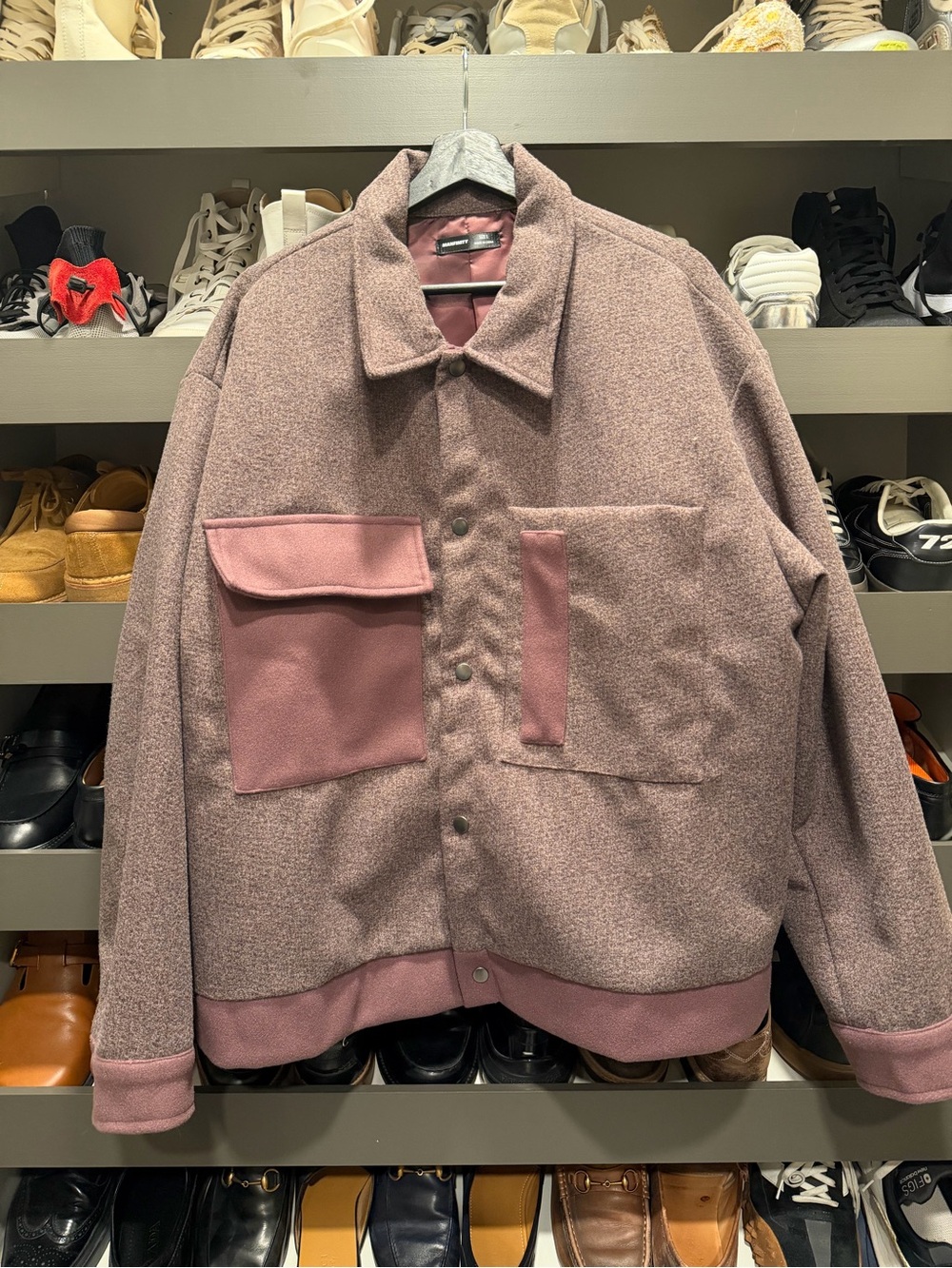 Men's Wool Blend Overshirt Jacket - Dusty purple